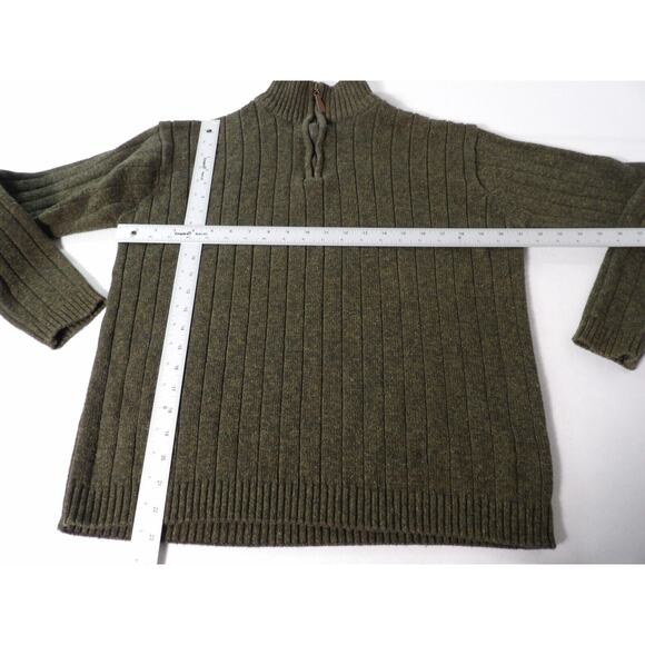 Oscar De La Renta Mens Sweter PullOver Knit Olive Green Knit Dad Core Mock Neck - Picture 3 of 9